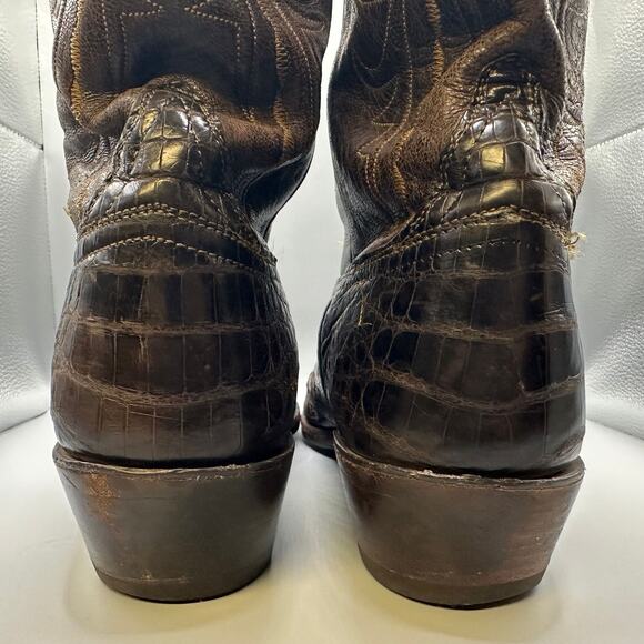 Lucchese Classics Caiman Belly Boots Men Size 12 D Brown Handmade in USA main image 4